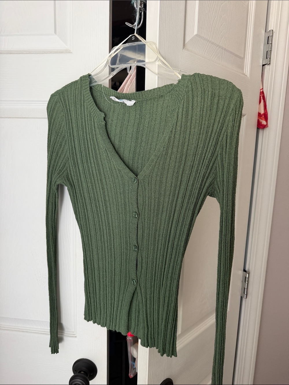 Double Zero Olive Ribbed Button-Front Camisole Top
